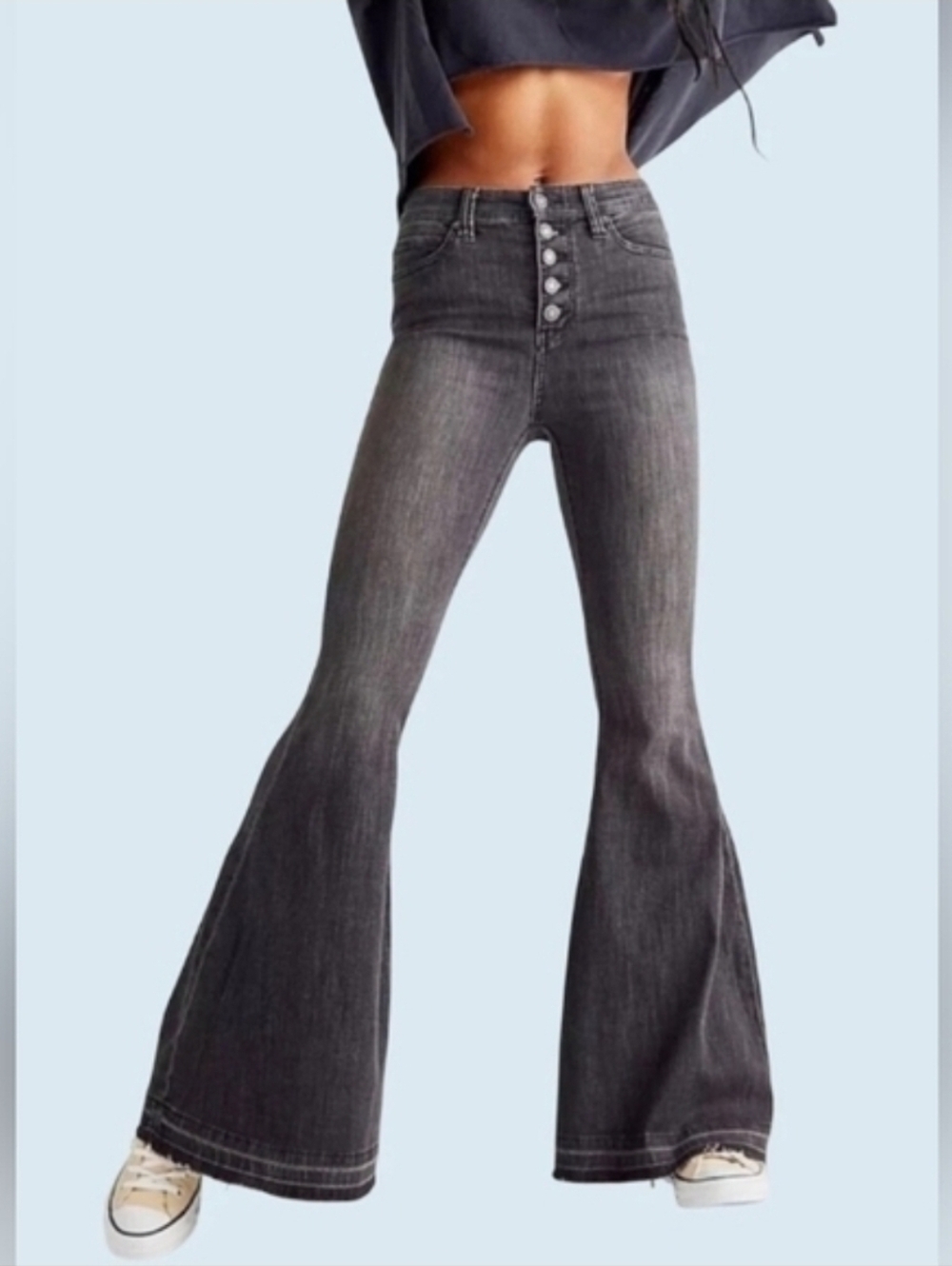 Free People We the Free Irreplaceable Black Flare Jean size 32